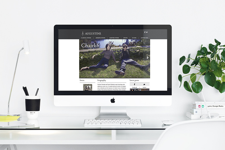 project type: visual site design, UX / IA client: AUGUSTINE description: artist social profile in detail as seen on desktop